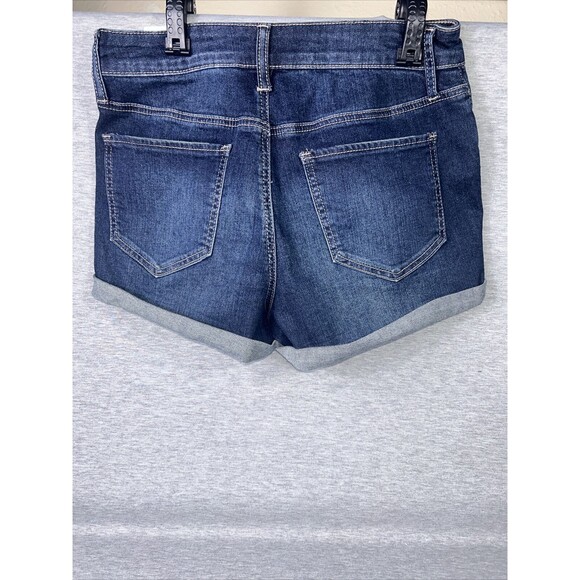 NEW SO Womens Blue Stretch Denim Distressed High Rise Shortie Shorts Size 9 BNWT - Picture 8 of 12
